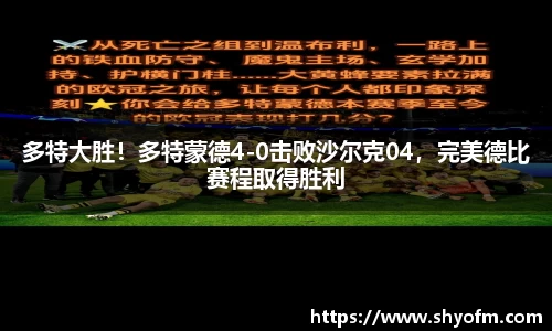 多特大胜！多特蒙德4-0击败沙尔克04，完美德比赛程取得胜利